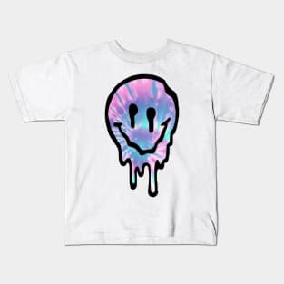 Tye Dye Drippy Smiley Face Kids T-Shirt